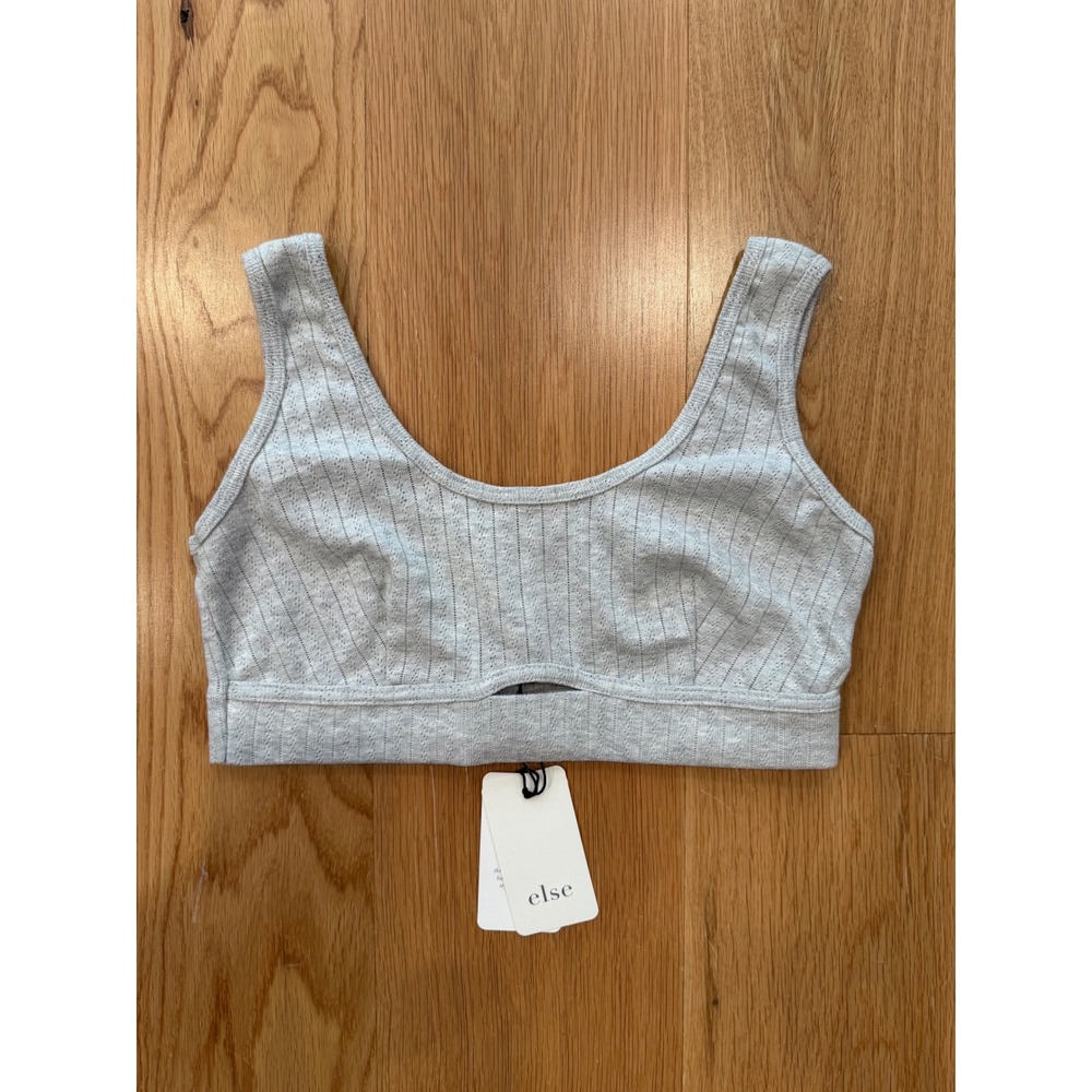 NWT Else Lingerie Pointelle Cut-out Cotton Bralette Heather Grey Medium